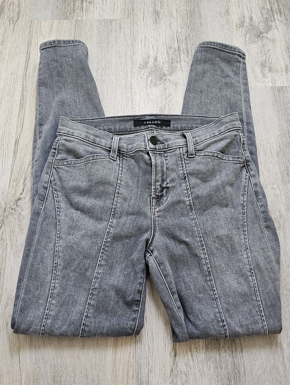 J Brand Mid Rise Stretch Skinny Jeans Gray Denim